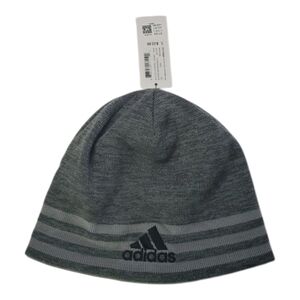 ADIDAS BEANIE HAT MENS 96% ACRYLIC 4% NYLON SIZE M MEDIUM REVERSIBLE GREY BLACK